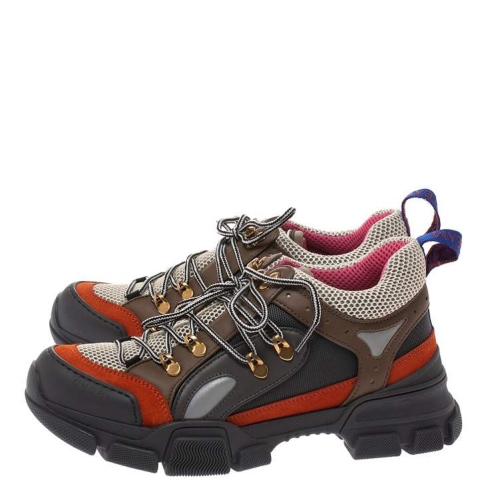 Gucci Multicolor Leather, Suede and Mesh Flashtrek Reflective Sneakers Size 9 - Picture 4 of 6